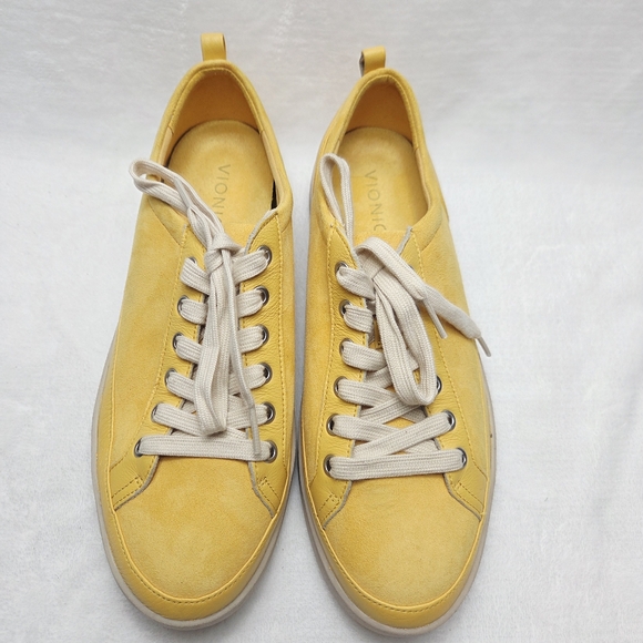 Vionic Winny Butter Yellow Leather Lace-Up Sneakers - Picture 3 of 9
